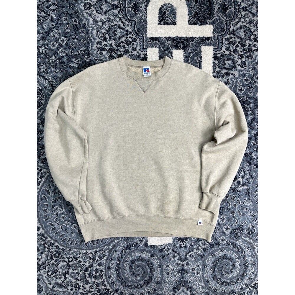 Vintage 90'S Russell blank sweatshirt made in the USA size XL men's Brown